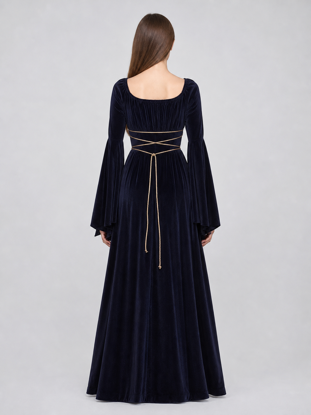 Gothic Maxi Evening Dress with Belt
