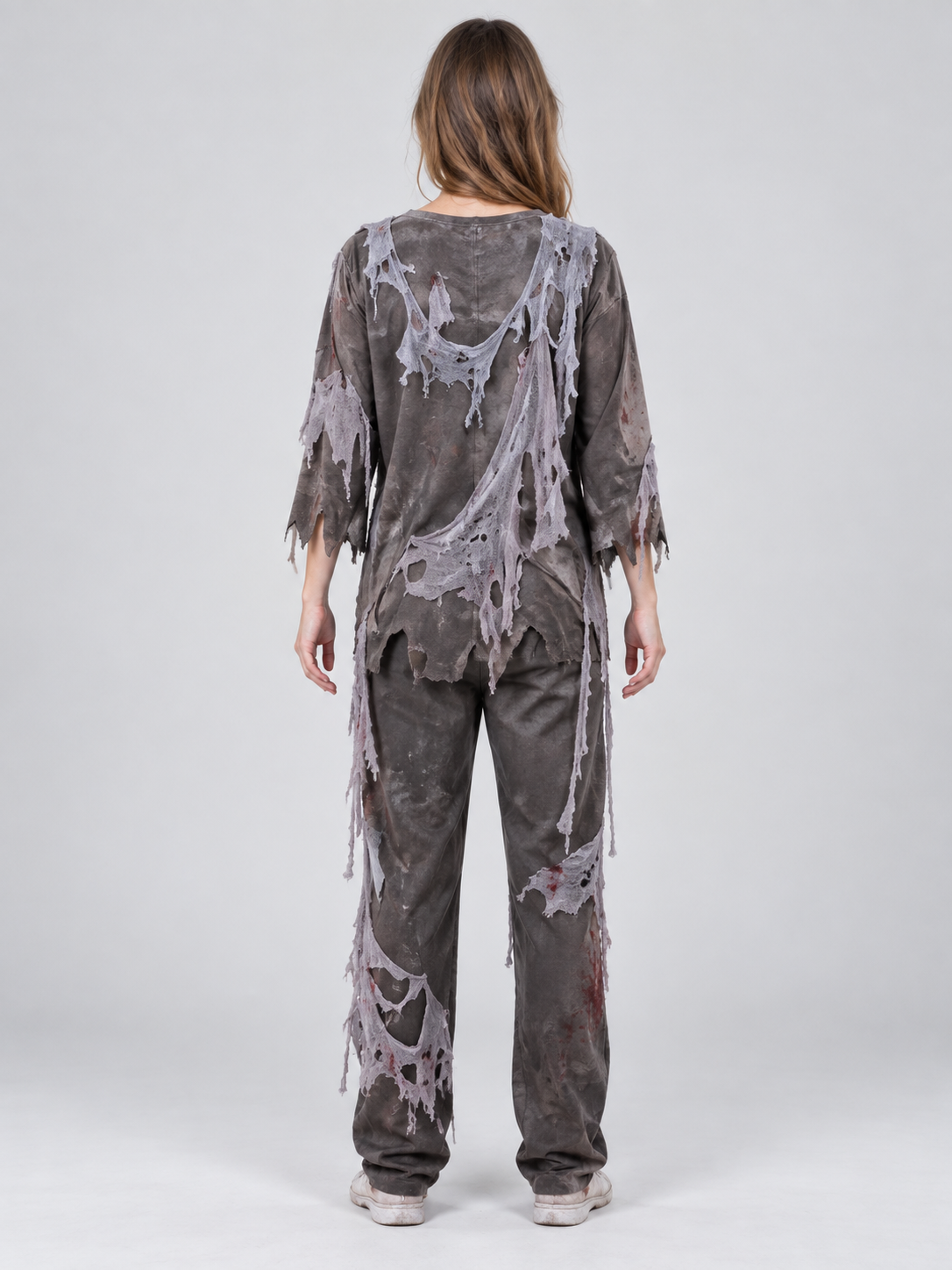 Zombie Carnival Costume with Blood Effect, Gray