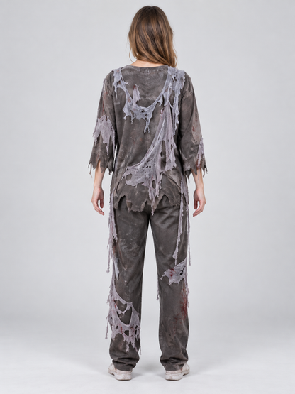Zombie Carnival Costume with Blood Effect, Gray