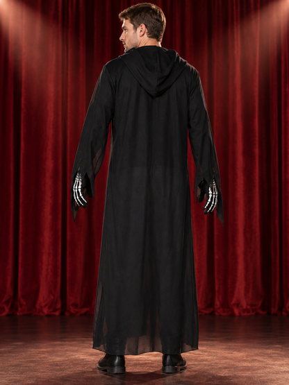 Halloween Skeleton Costume with Hood, Mask, and Gloves