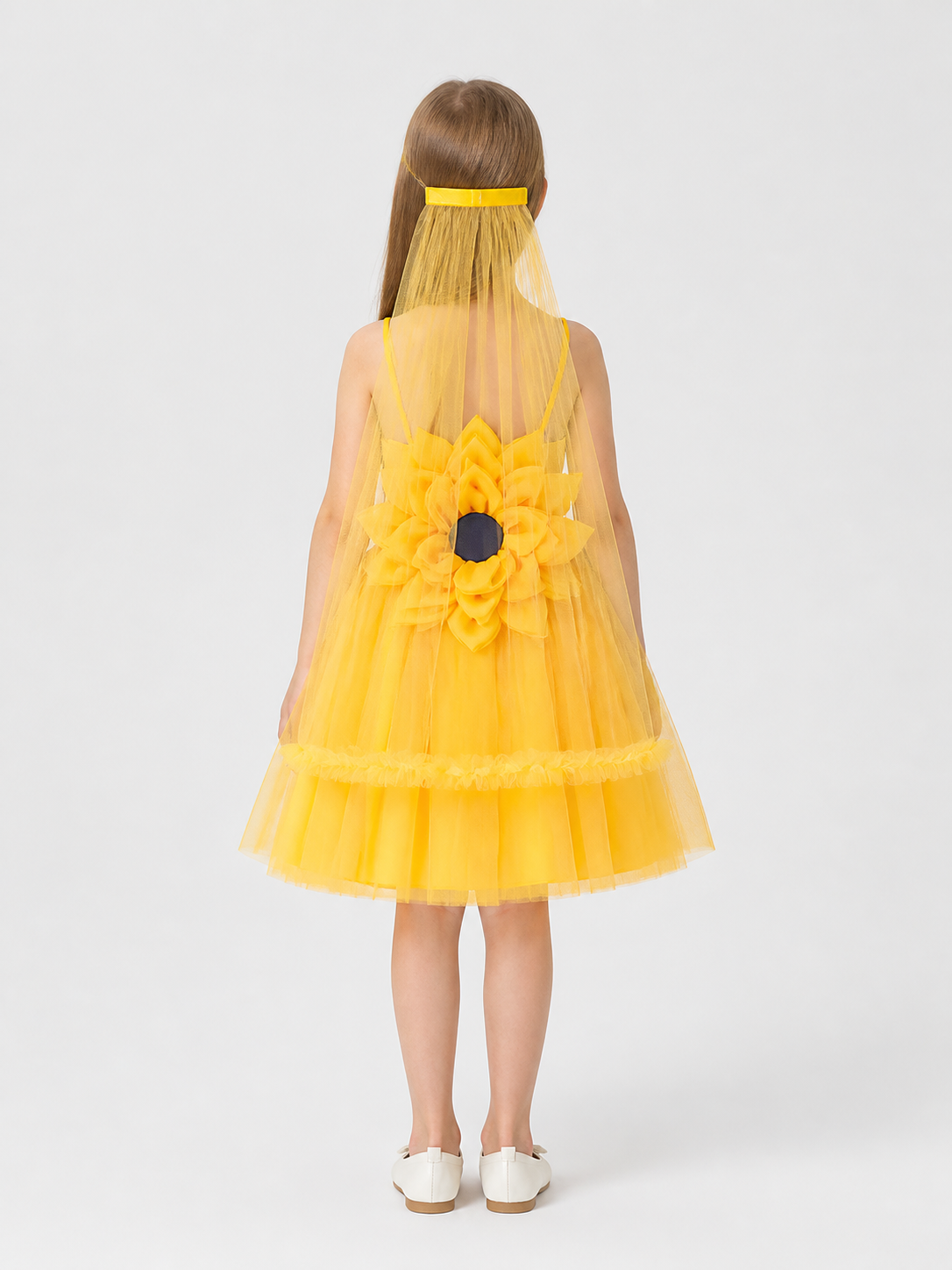 Festive Princess Dress with Full Skirt and Flower