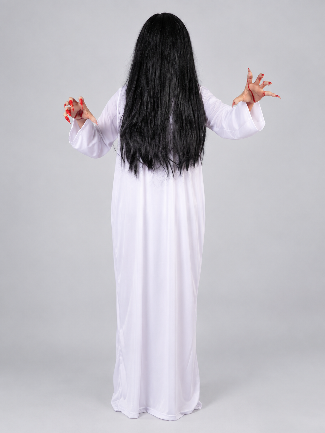 Ghost Carnival Costume: White Dress, Black Wig
