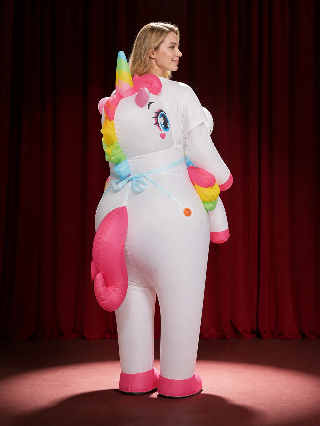 Inflatable Alien Shark Dinosaur Costume, Full Body Funny Halloween Party Outfit back view