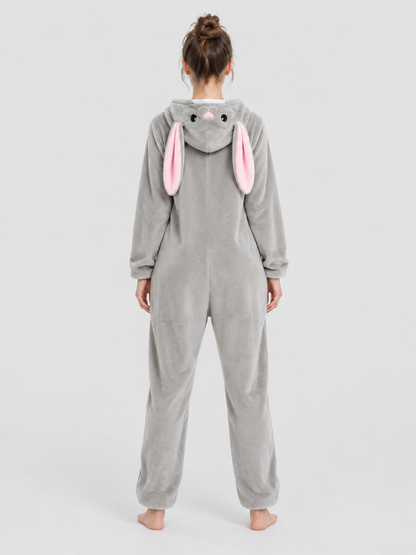 Kigurumi Pajama with Bunny Ears and White Panel