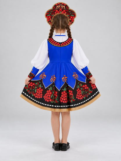 Kids' Stage Costume Sundress Russian Folk Style Blue