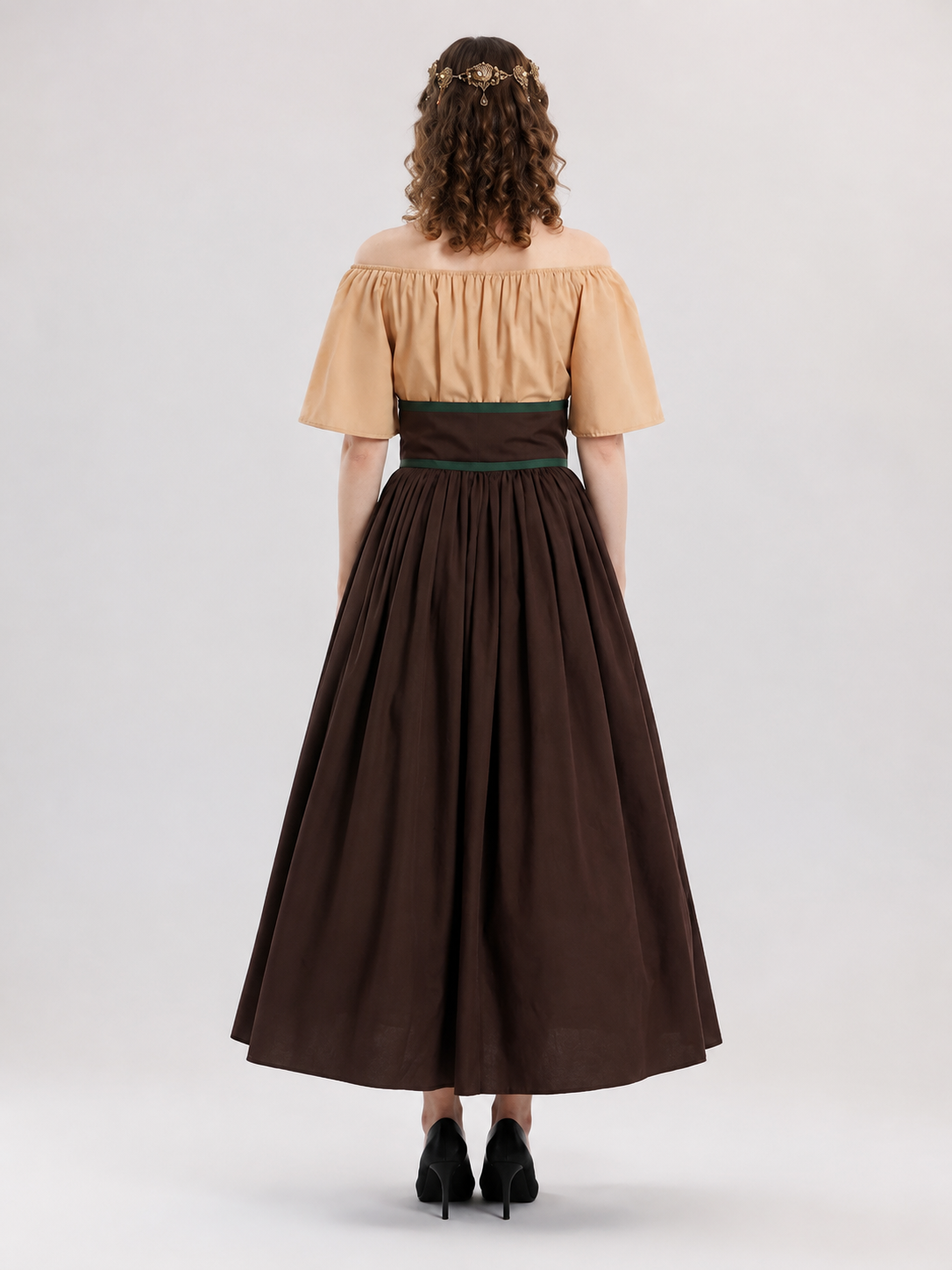 Medieval Dress with Corset and Belt back view