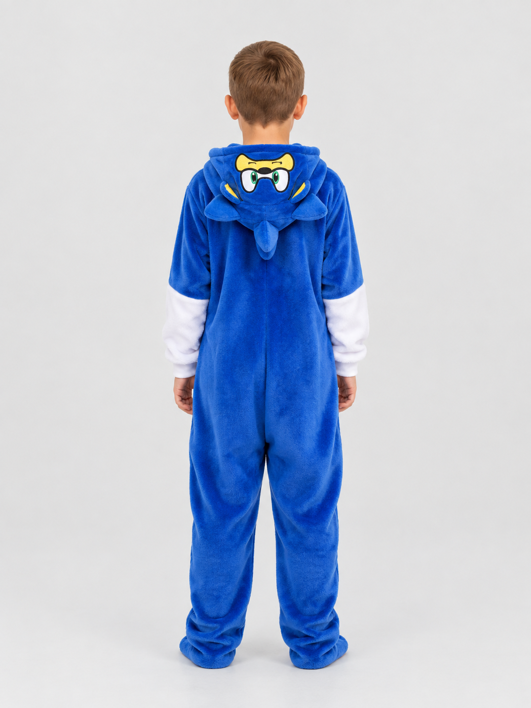 Blue Flannel Hooded Pajama Jumpsuit
