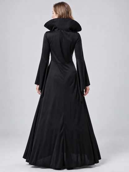 Long Gothic Dress with Lacing and High Collar