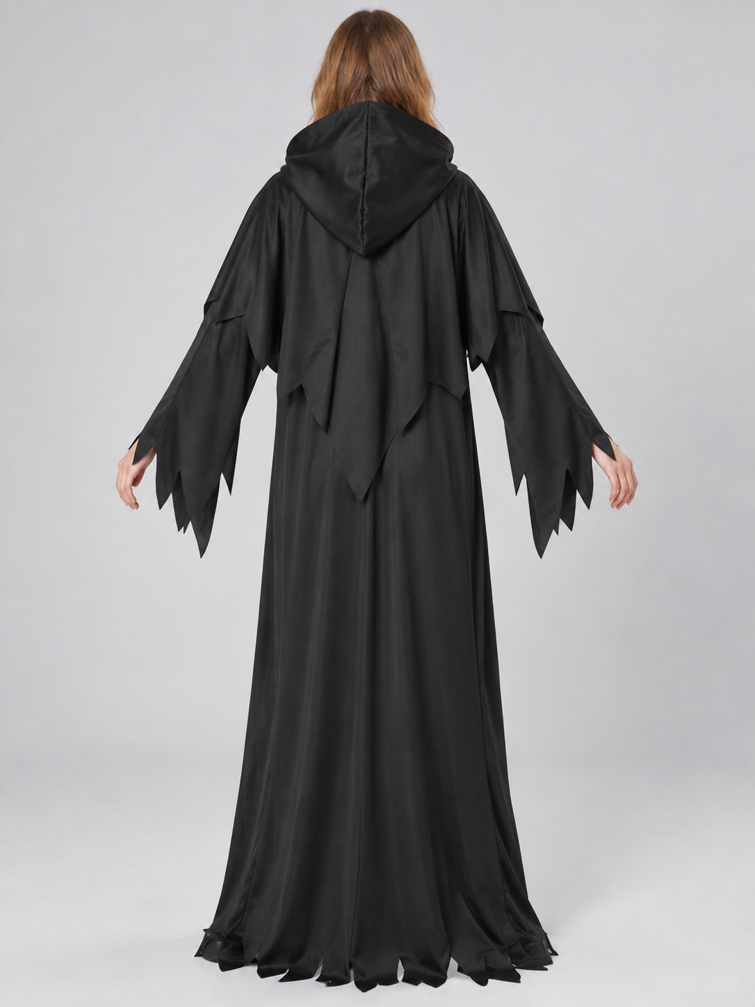 Black Grim Reaper Costume with Hood and Cape