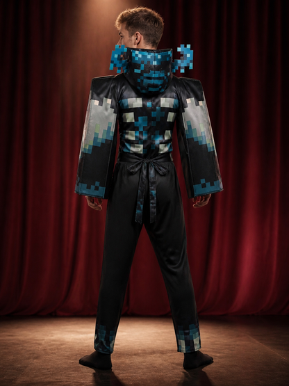 Kids Minecraft Movie Warden Bodysuit, Pixel Art Halloween Costume