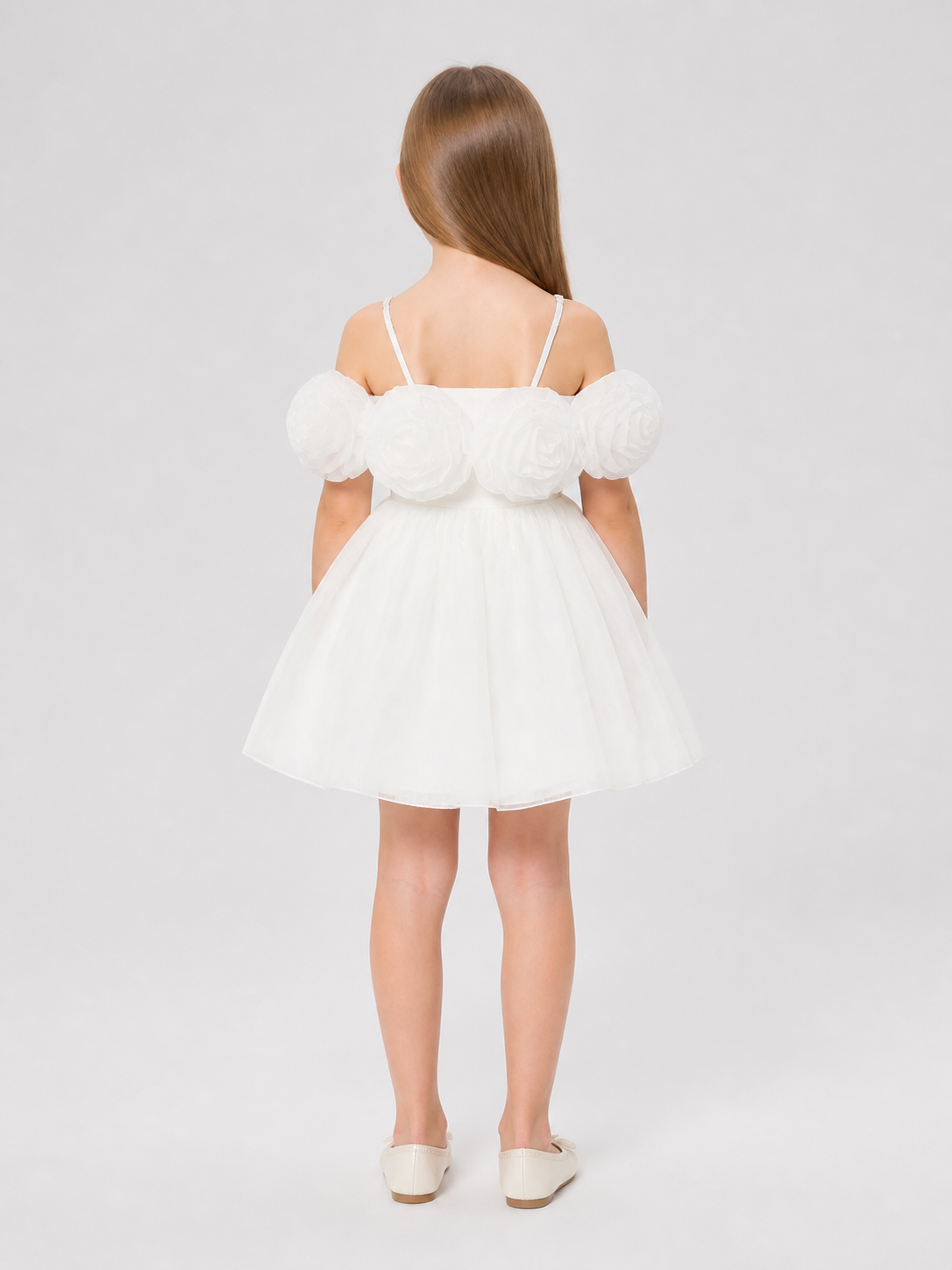 Princess Dress with Rose and Full Skirt for Performances back view
