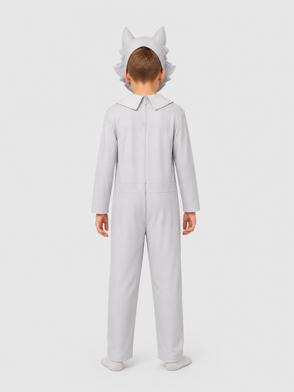 Gray Wolf Cosplay Costume: Jumpsuit and Mask back view