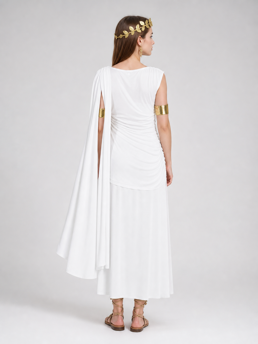 White draped dress with flowing train product view 24