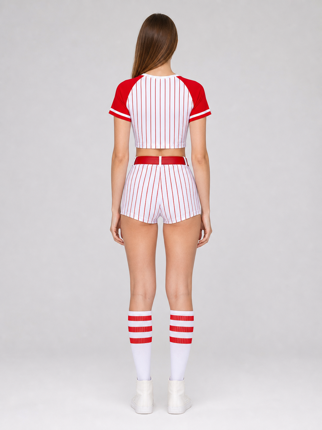 Striped Baseball Outfit: Top and Shorts back view