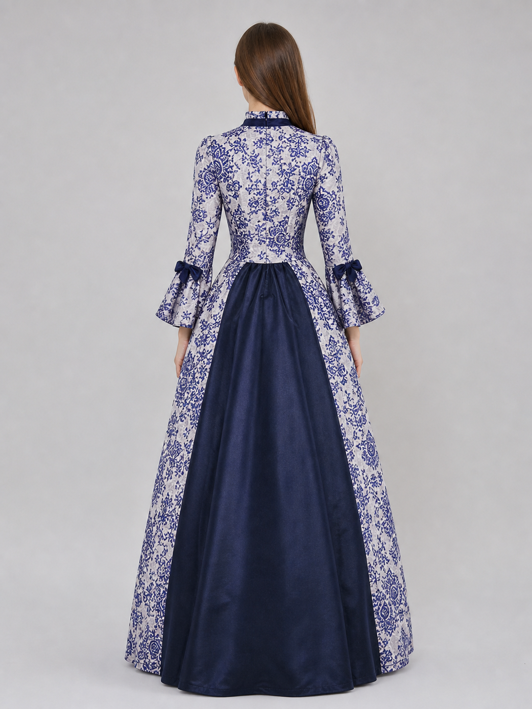 Vintage Printed Dress, Long Sleeves, Flared Silhouette