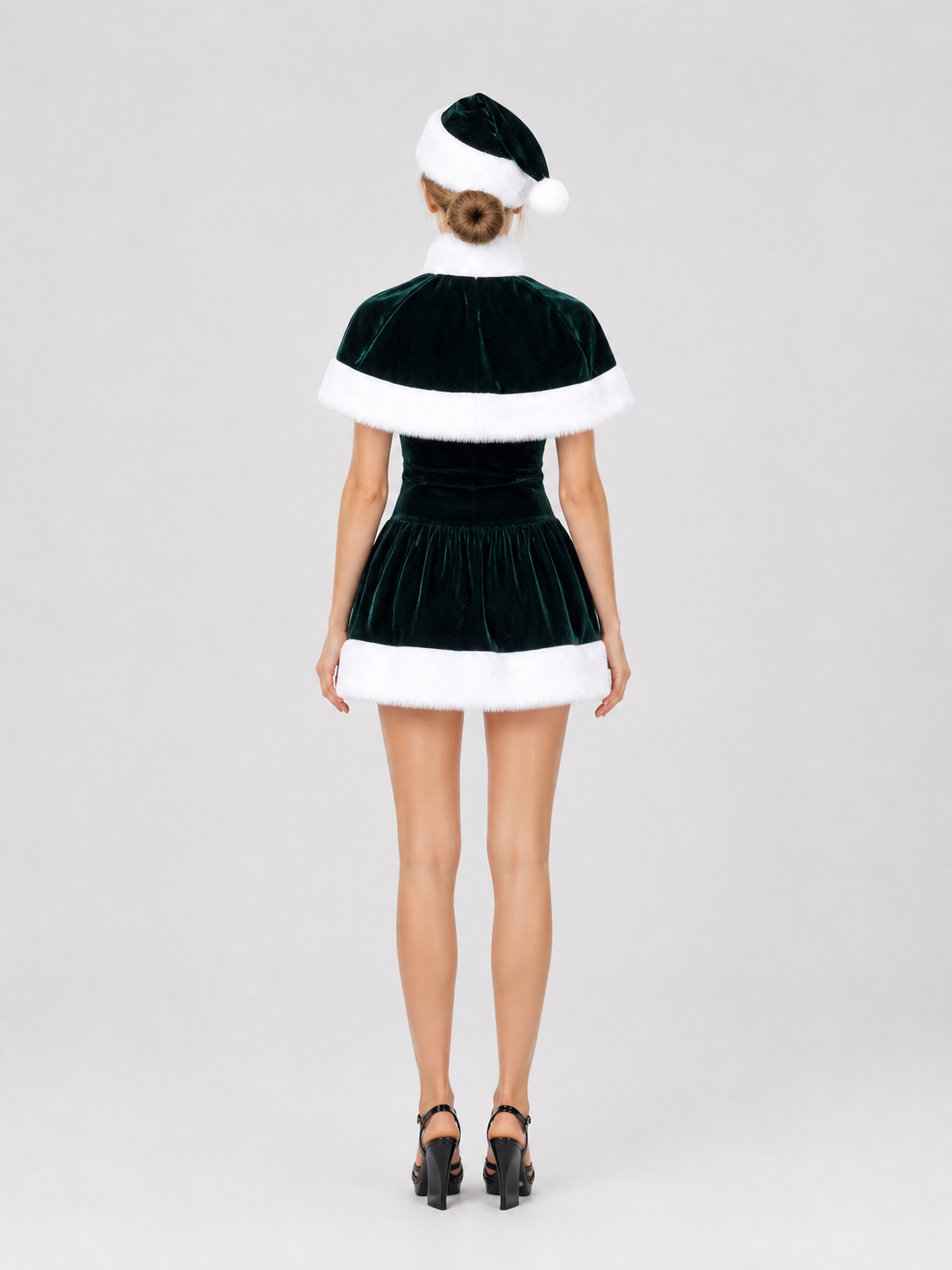 Christmas Costume with Fur Trim back view