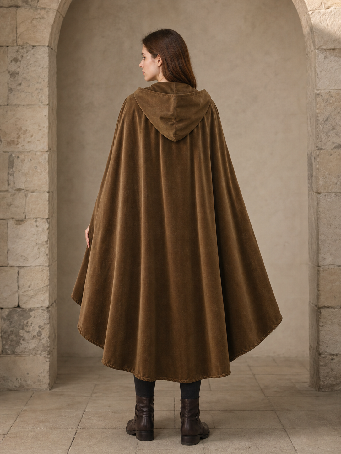 Brown Hooded Costume Cloak