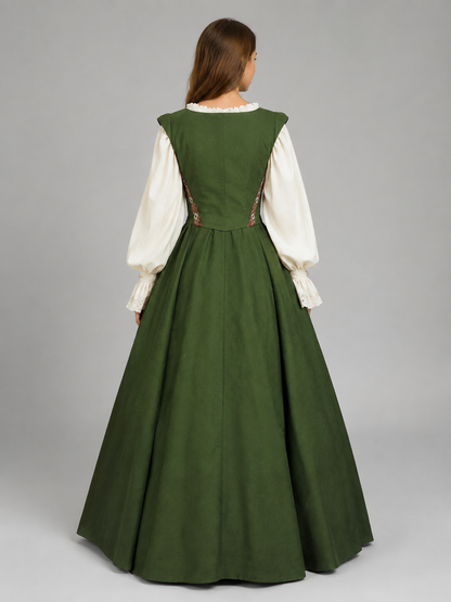 Medieval-Style Dress Set with Lacing back view