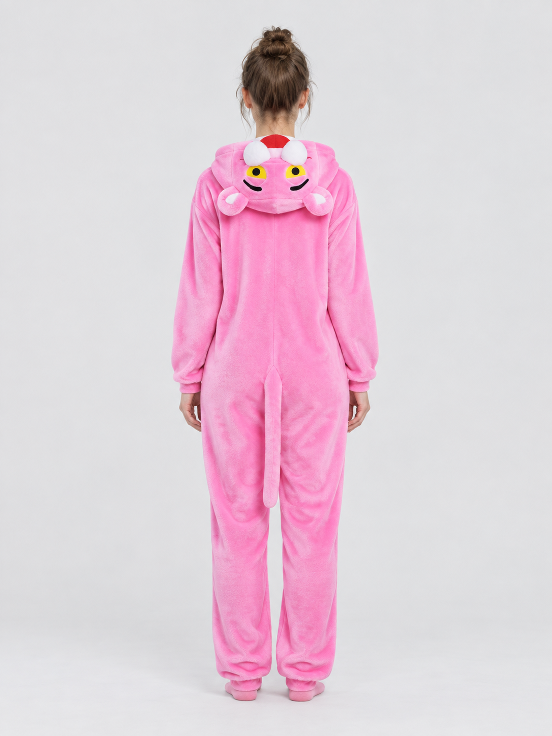 Pink Flannel Kigurumi Pajama with Hood and Ears