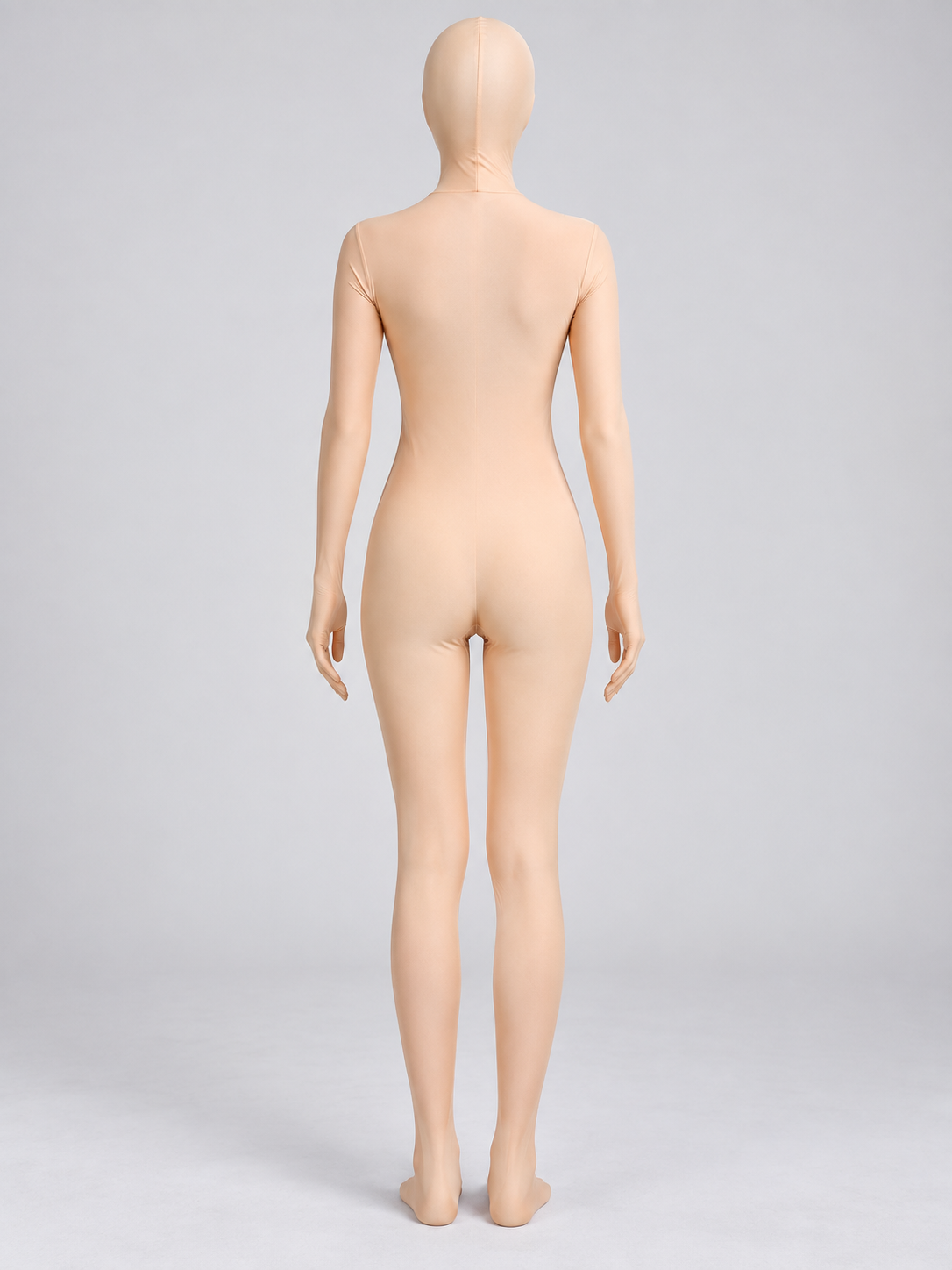 Flesh-Tone Form-Fitting Jumpsuit with Face Opening
