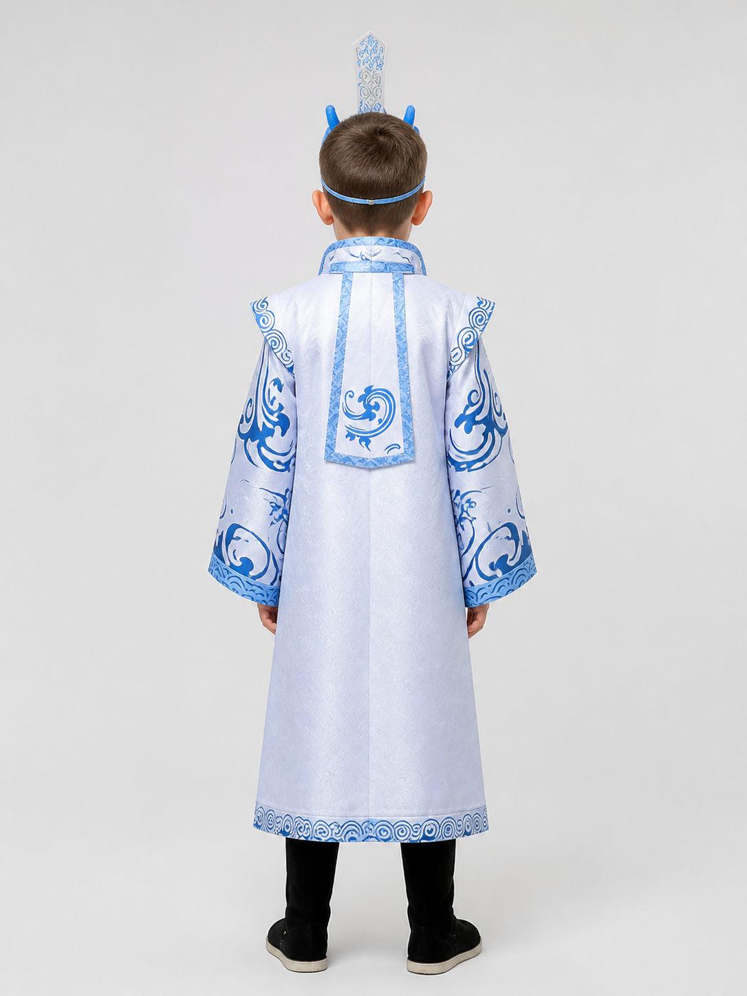 Ao Bing Cosplay Costume, 6-Piece Set, White and Blue back view