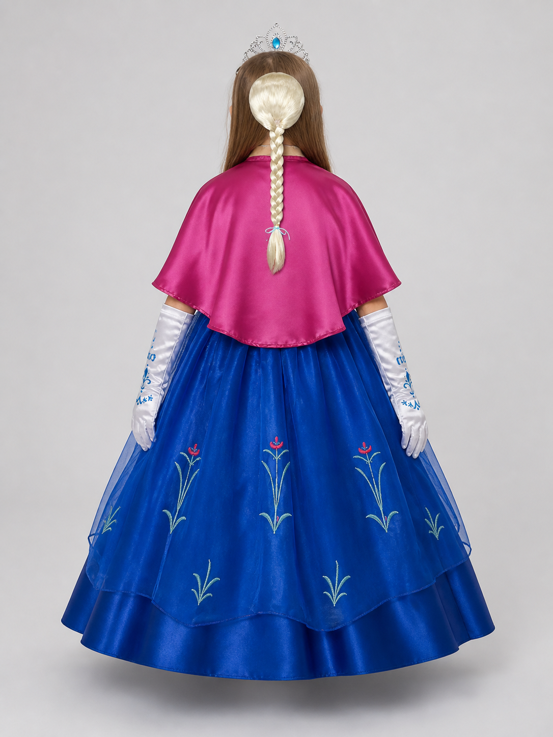 Elsa Princess Costume for Girls with Cape and Crown back view