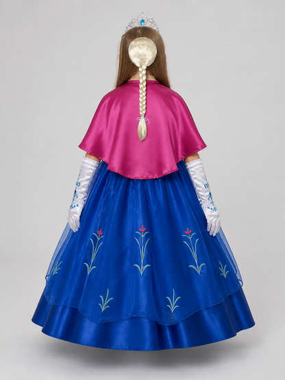 Elsa Princess Costume for Girls with Cape and Crown back view
