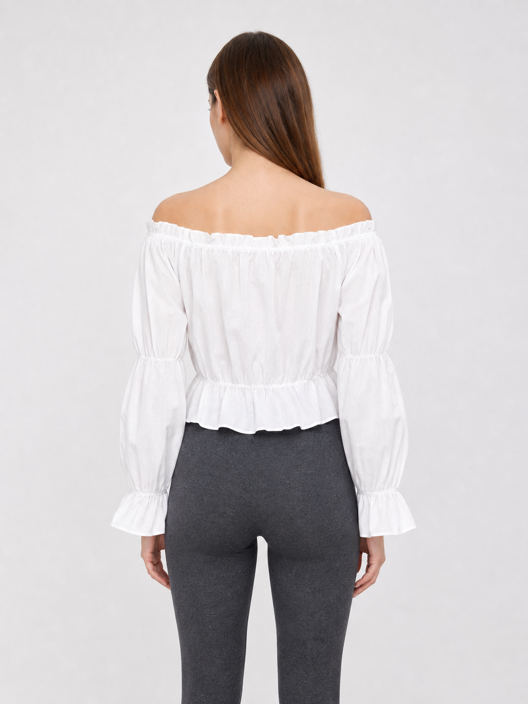 White Cropped Off-the-Shoulder Blouse