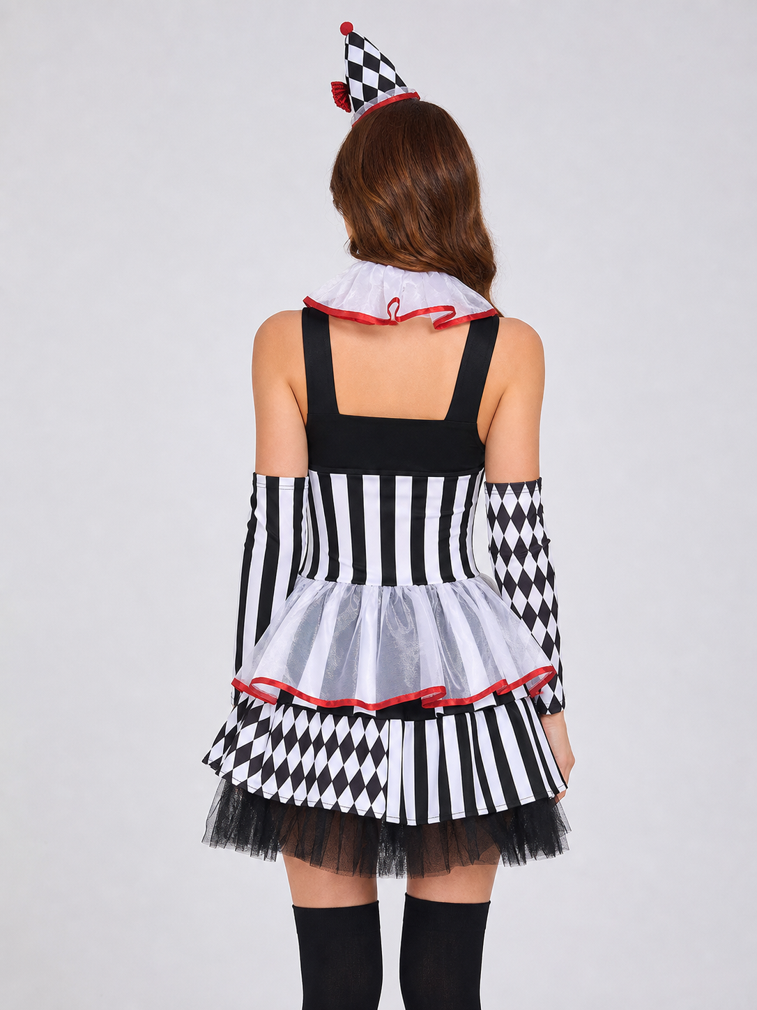 Circus-Style Clown Costume with Full Skirt