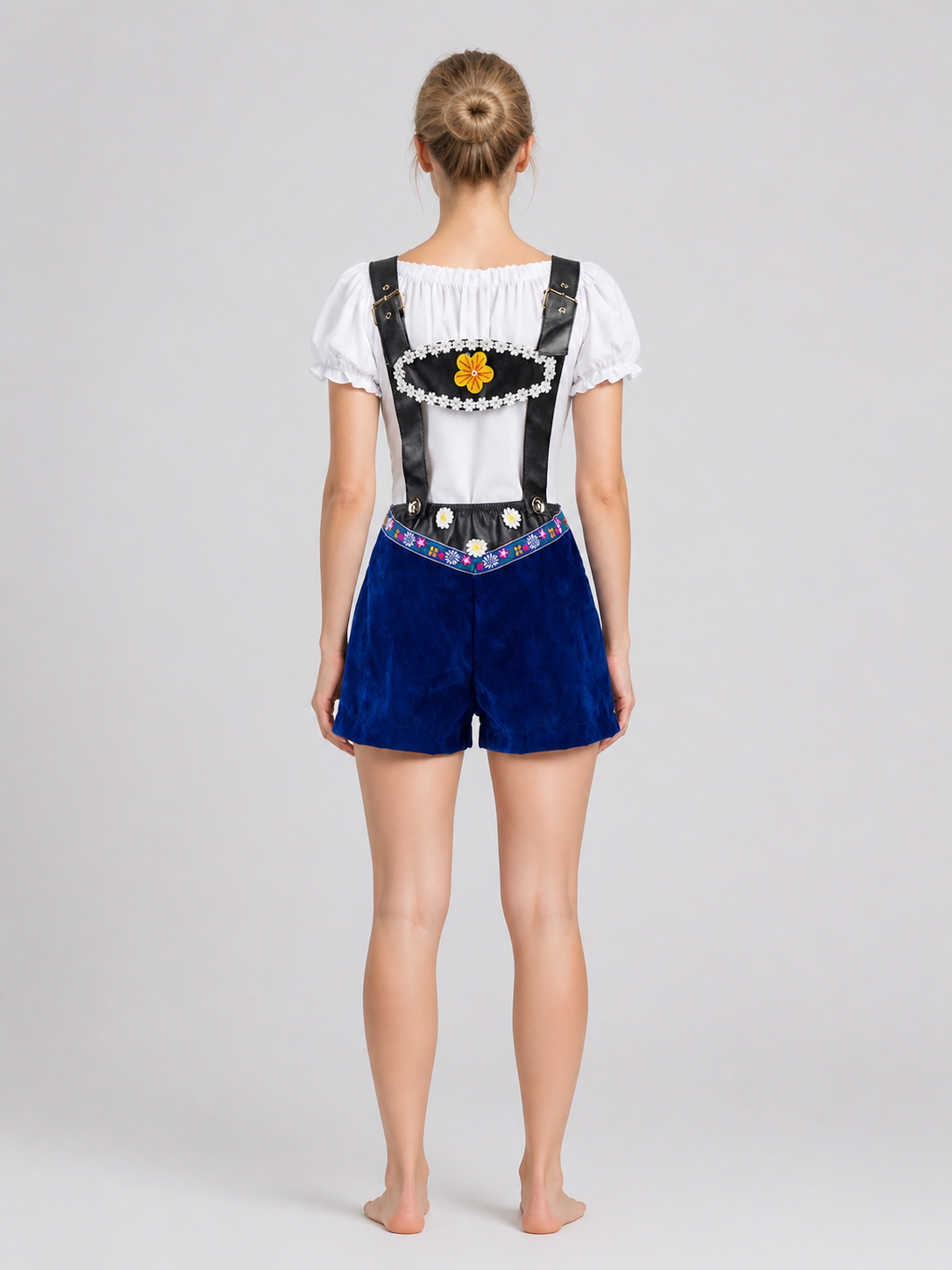 Beer Festival Costume: White Blouse and Shorts back view