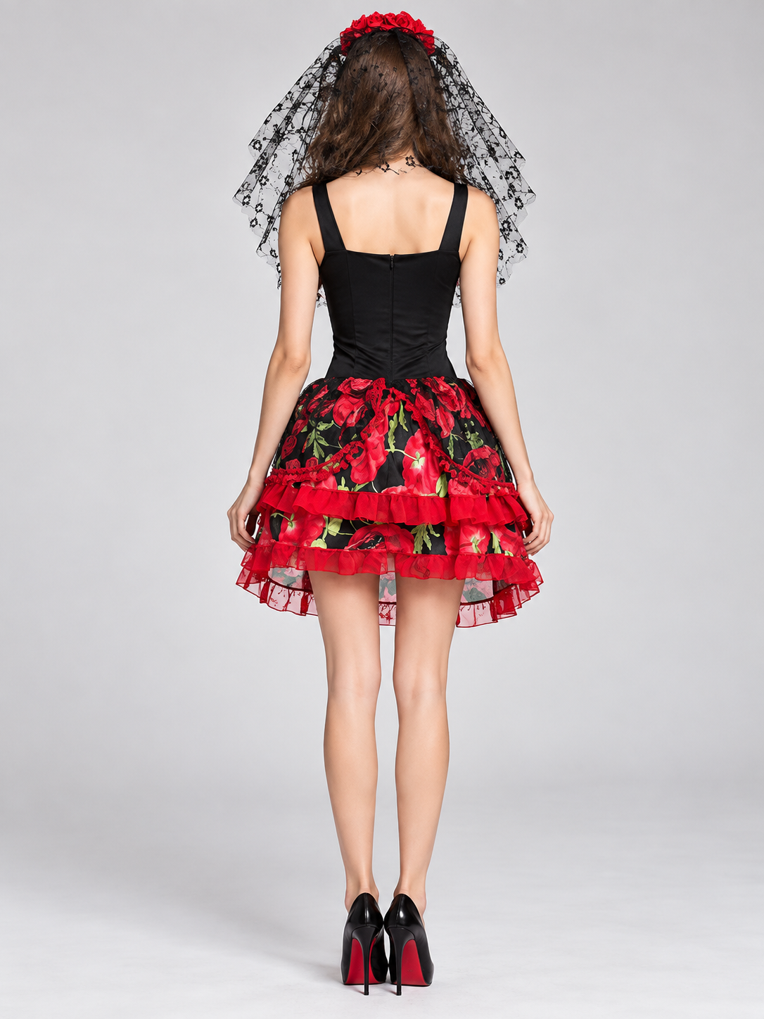 Mexican-Style Halloween Carnival Costume with Veil