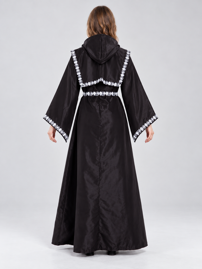 Black Hooded Halloween Costume with Belt