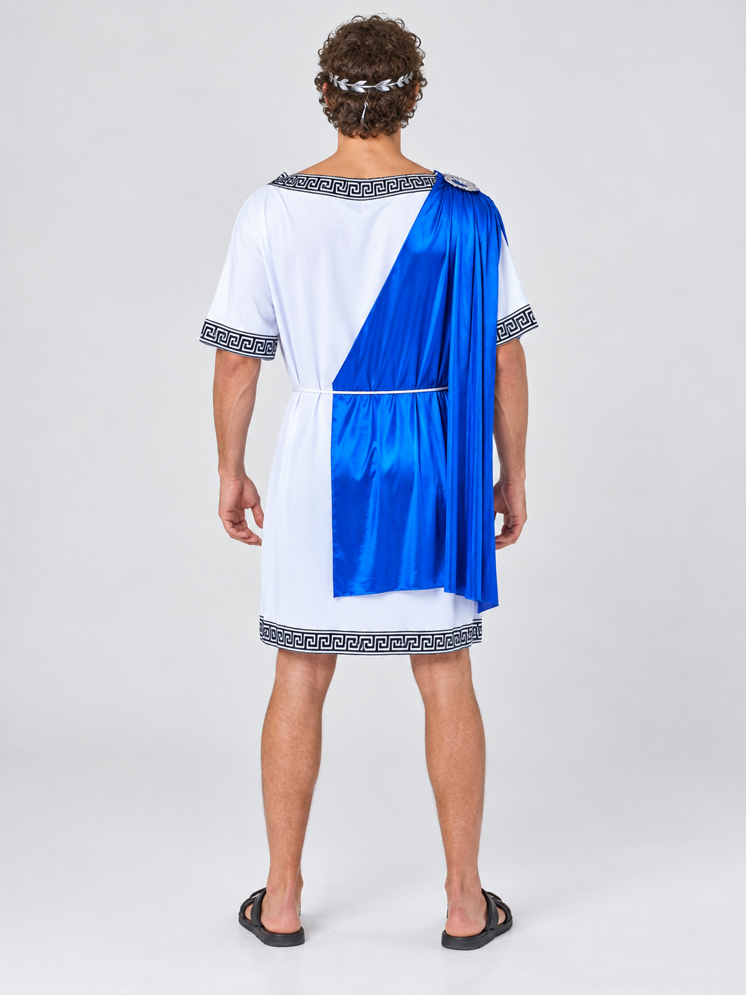Ancient Roman Senator Costume with Blue Drape back view