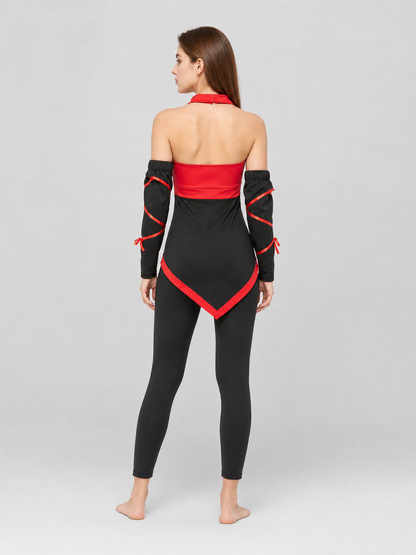 Naruto Ninja Costume, Black and Red Jumpsuit back view