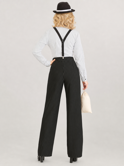 Striped Stage Costume with Suspenders and Pants