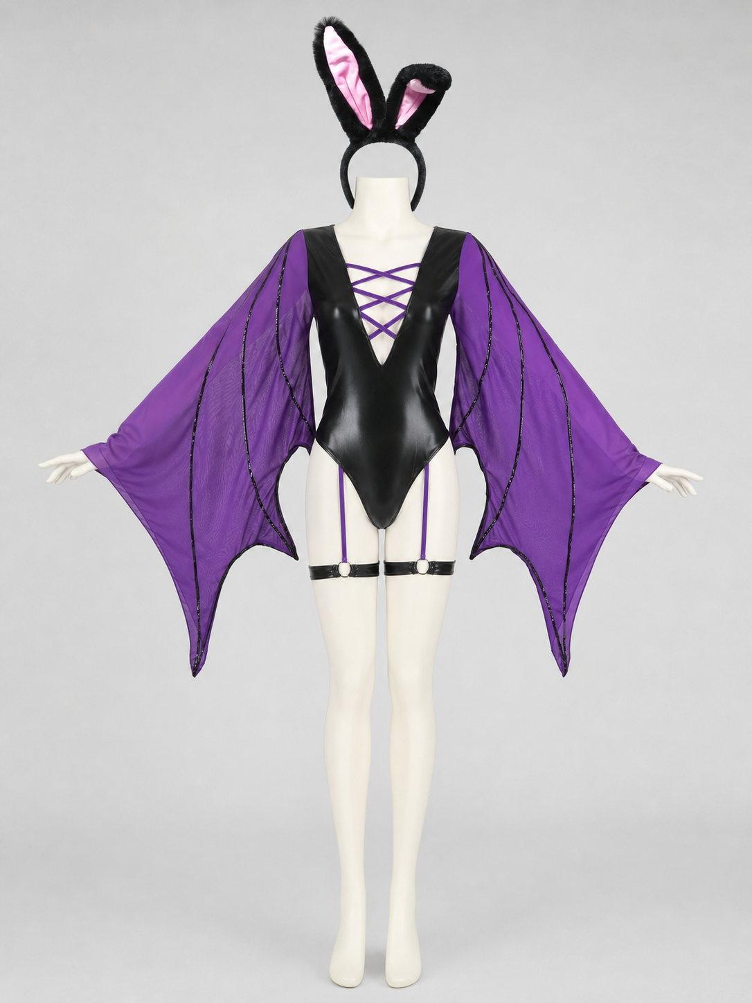 Bat Costume Cosplay — Black and Purple back view