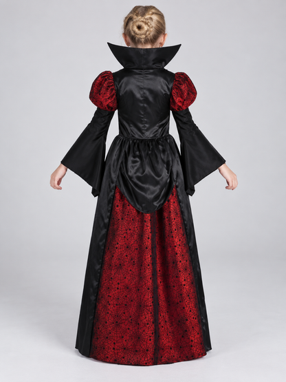 Black and Red Vampire Costume with Spiderweb and Lacing