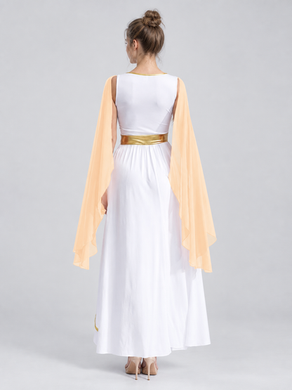 Long Ancient-Style Dress with Gold Trim