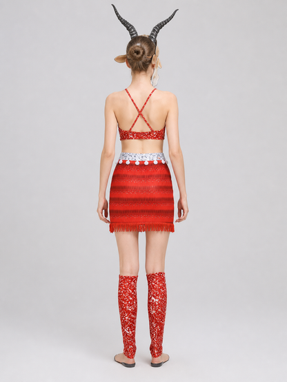 Cosplay Costume with Mask, Top, and Skirt back view