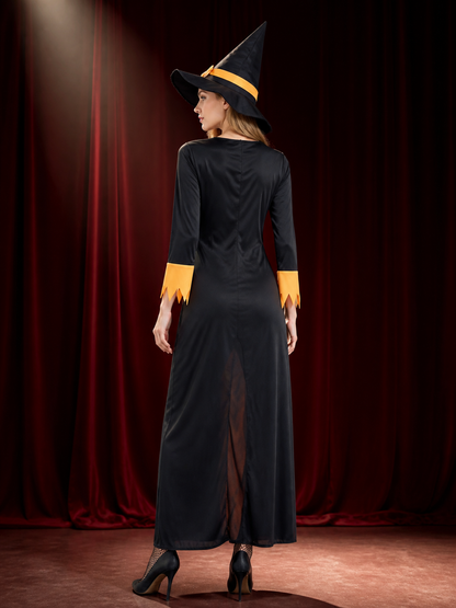 Halloween Witch Costume with Orange Trim