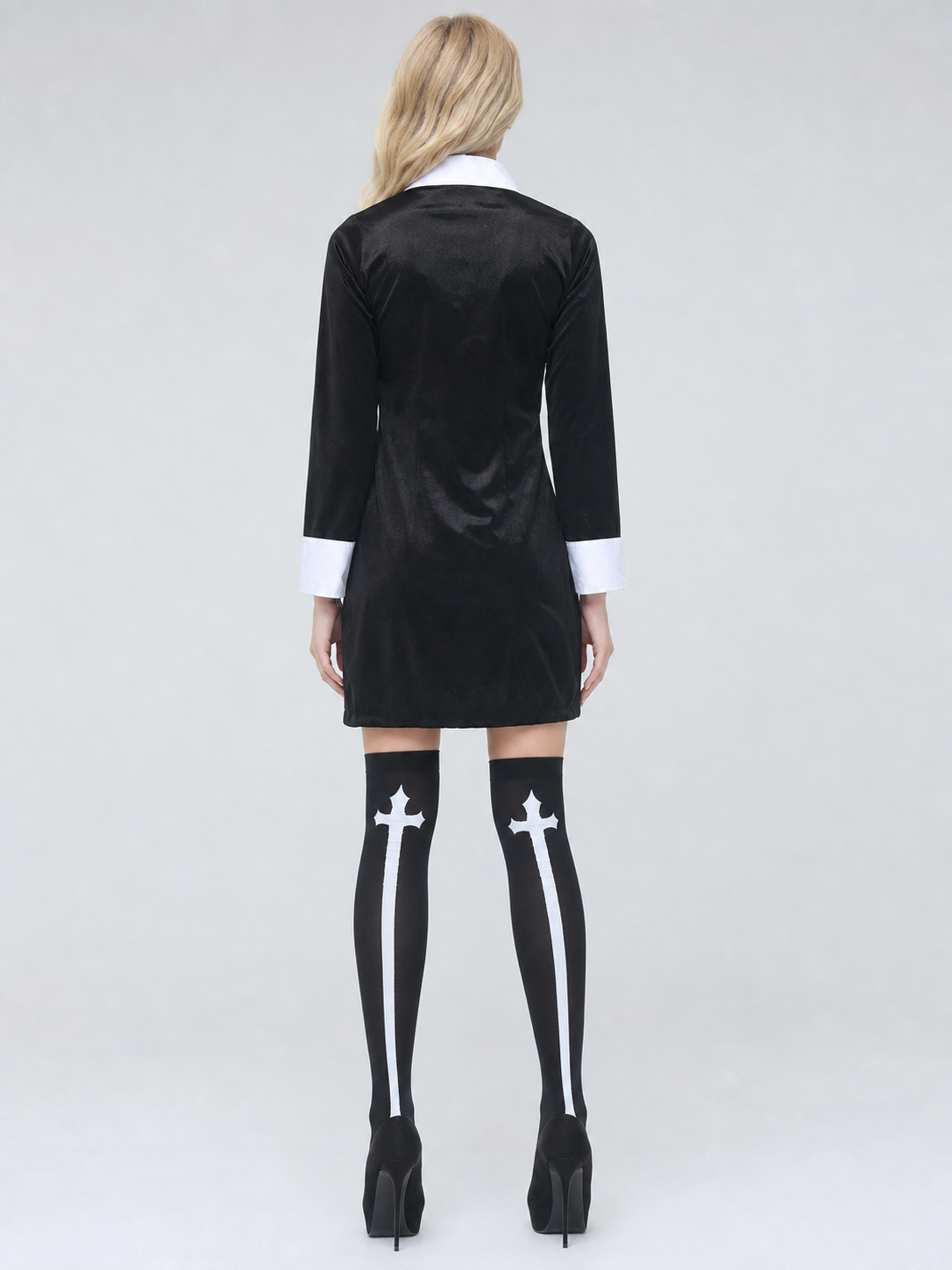 Wednesday Addams Costume: Black Dress with Crosses