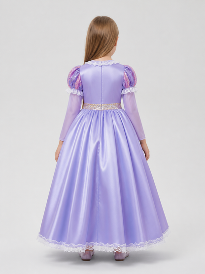 Purple Princess Dress for Cosplay, Sequins, Lace back view