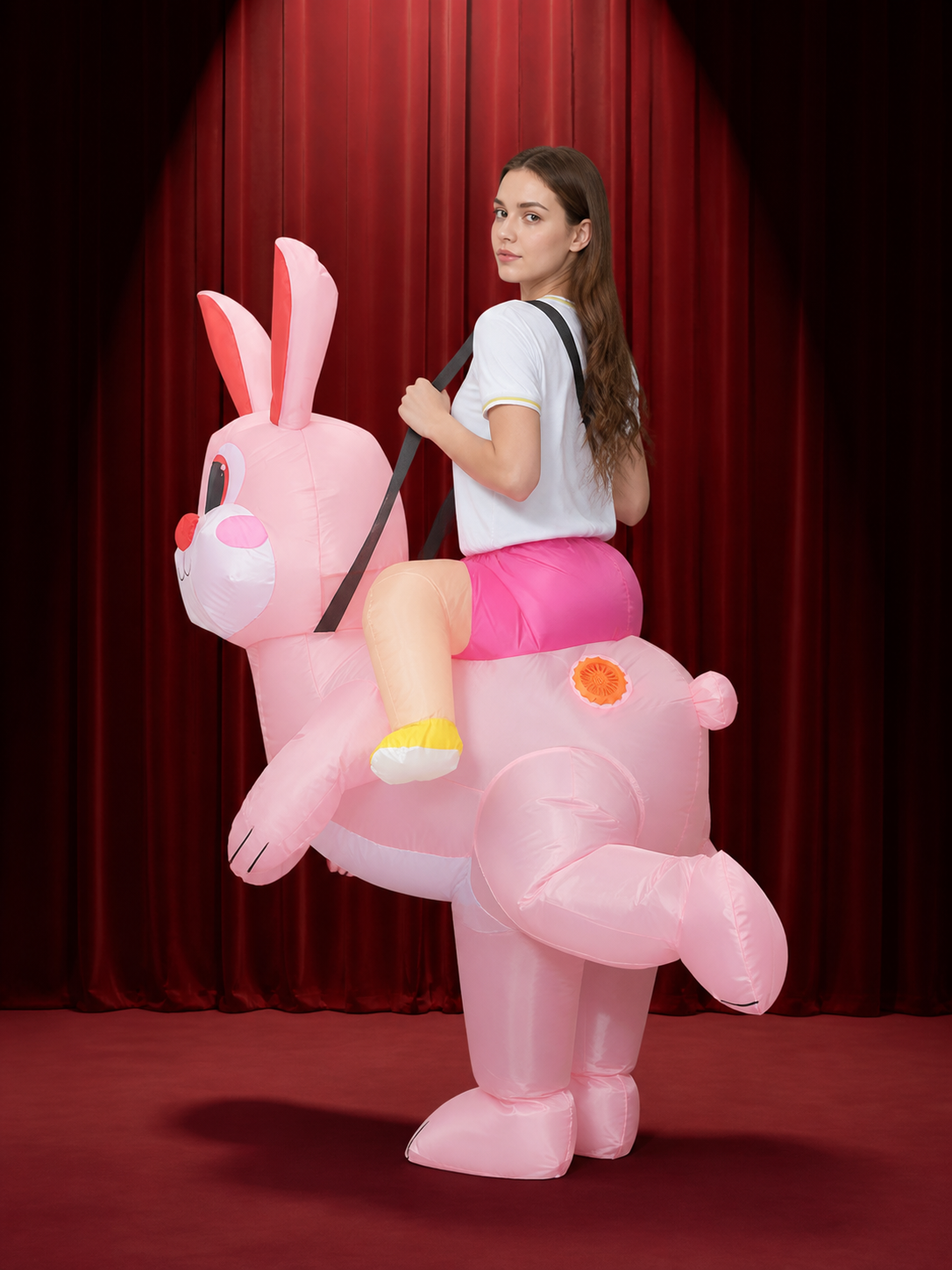 Children's Pink Inflatable Rabbit Halloween Costume back view