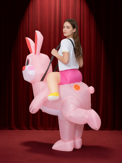 Children's Pink Inflatable Rabbit Halloween Costume back view