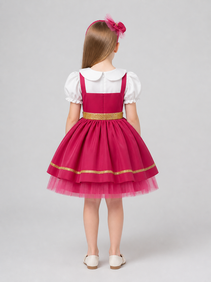 Children's Full Skirt Dress with Sequins and Headband back view
