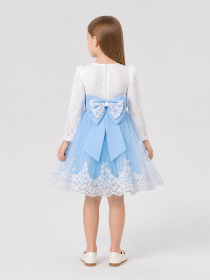 Lace Baptism Dress with Satin Bow