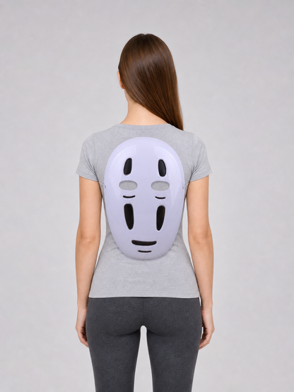 White No-Face Mask for Cosplay with Cutouts
