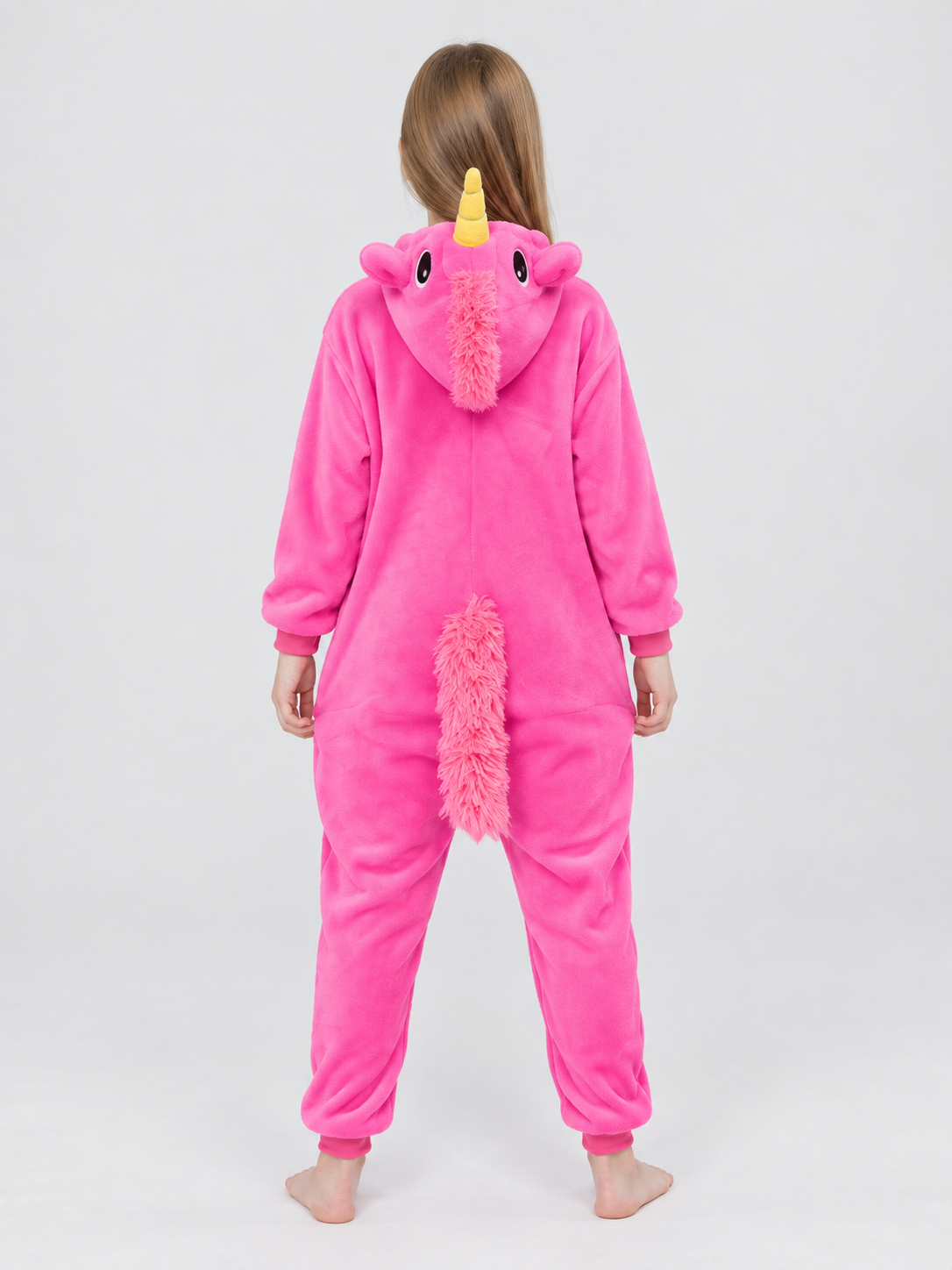 Flannel Hooded Pajama Jumpsuit with Horn and Ears