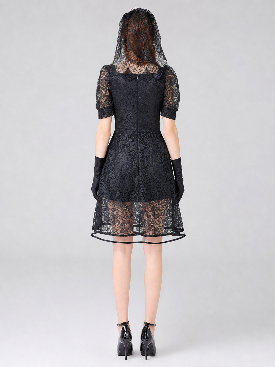 Gothic Lace Dress with Purple Detailing