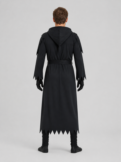 Black Reaper cosplay costume with hood back view